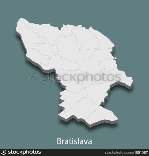 3d isometric map of Bratislava is a city of Slovakia , vector illustration. 3d isometric map of Bratislava is a city of Slovakia