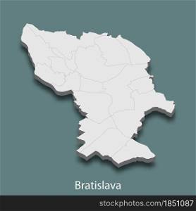 3d isometric map of Bratislava is a city of Slovakia , vector illustration. 3d isometric map of Bratislava is a city of Slovakia