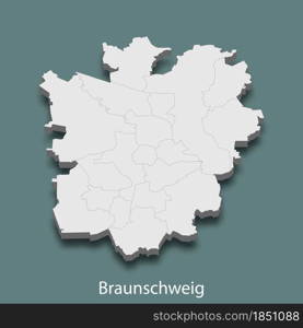3d isometric map of Braunschweig is a city of Germany, vector illustration. 3d isometric map of Braunschweig is a city of Germany