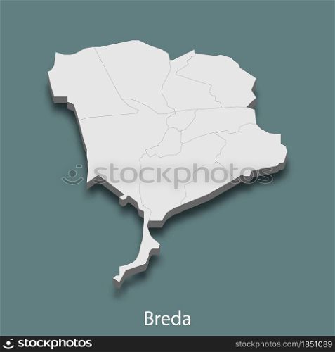 3d isometric map of Breda is a city of Netherlands, vector illustration. 3d isometric map of Breda is a city of Netherlands