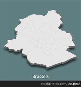 3d isometric map of Brussels is a city of Belgium , vector illustration. 3d isometric map of Brussels is a city of Belgium