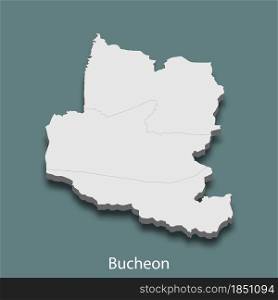 3d isometric map of Bucheon is a city of Korea, vector illustration. 3d isometric map of Bucheon is a city of Korea