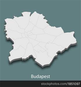 3d isometric map of Budapest is a city of Hungary , vector illustration. 3d isometric map of Budapest is a city of Hungary