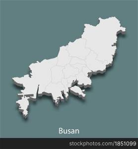 3d isometric map of Busan is a city of Korea, vector illustration. 3d isometric map of Busan is a city of Korea