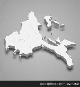 3d isometric map of Calabarzon is a region of Philippines, vector illustration. 3d isometric map of Calabarzon is a region of Philippines,