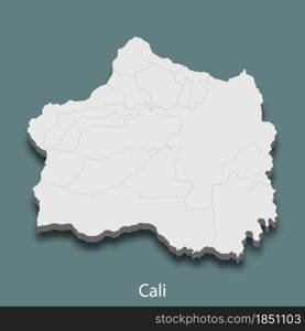 3d isometric map of Cali is a city of Colombia, vector illustration. 3d isometric map of Cali is a city of Colombia