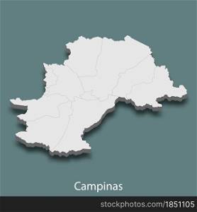 3d isometric map of Campinas is a city of Brazil , vector illustration. 3d isometric map of Campinas is a city of Brazil