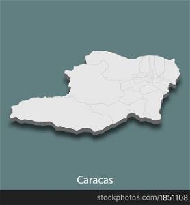 3d isometric map of Caracas is a city of Venezuela , vector illustration. 3d isometric map of Caracas is a city of Venezuela