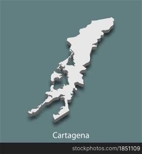 3d isometric map of Cartagena is a city of Colombia, vector illustration. 3d isometric map of Cartagena is a city of Colombia
