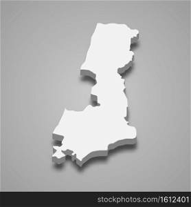 3d isometric map of Central District is a region of Israel, vector illustration. 3d isometric map of Central District is a region of Israel,