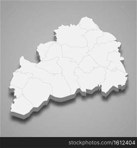3d isometric map of Central Ostrobothnia is a region of Finland, vector illustration. 3d isometric map of Central Ostrobothnia is a region of Finland