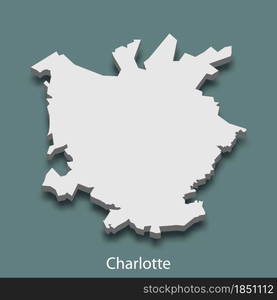 3d isometric map of Charlotte is a city of United States, vector illustration. 3d isometric map of Charlotte is a city of United States