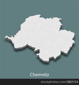 3d isometric map of Chemnitz is a city of Germany, vector illustration. 3d isometric map of Chemnitz is a city of Germany
