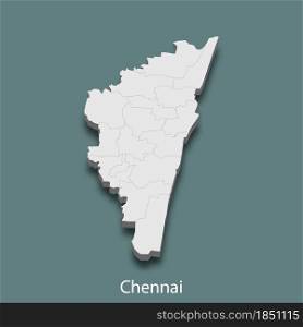 3d isometric map of Chennai is a city of India, vector illustration. 3d isometric map of Chennai is a city of India