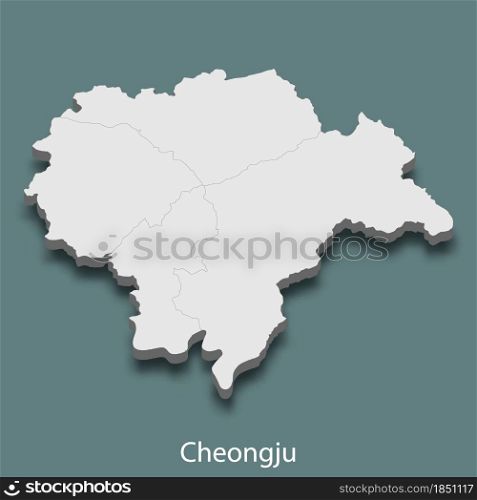 3d isometric map of Cheongju is a city of Korea, vector illustration. 3d isometric map of Cheongju is a city of Korea