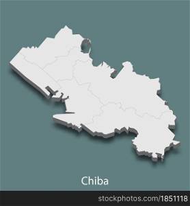 3d isometric map of Chiba is a city of Japan, vector illustration. 3d isometric map of Chiba is a city of Japan
