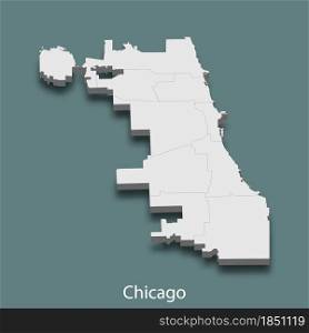 3d isometric map of Chicago is a city of United States, vector illustration. 3d isometric map of Chicago is a city of United States