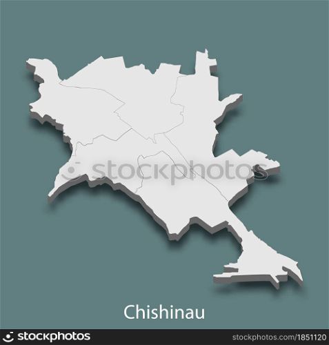 3d isometric map of Chisinau is a city of Moldova , vector illustration. 3d isometric map of Chisinau is a city of Moldova