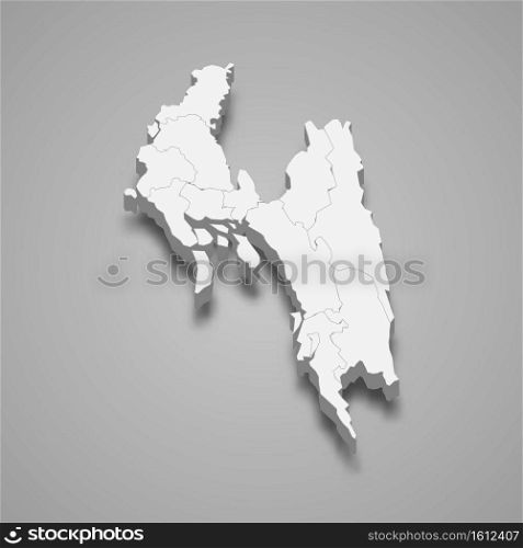 3d isometric map of Chittagong is a division of Bangladesh, vector illustration. 3d isometric map of Chittagong is a division of Bangladesh