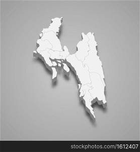 3d isometric map of Chittagong is a division of Bangladesh, vector illustration. 3d isometric map of Chittagong is a division of Bangladesh