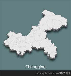 3d isometric map of Chongqing is a city of China, vector illustration. 3d isometric map of Chongqing is a city of China