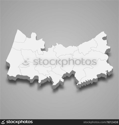 3d isometric map of Coimbra is a district of Portugal, vector illustration. 3d isometric map of Coimbra is a district of Portugal