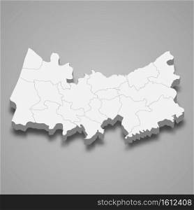 3d isometric map of Coimbra is a district of Portugal, vector illustration. 3d isometric map of Coimbra is a district of Portugal