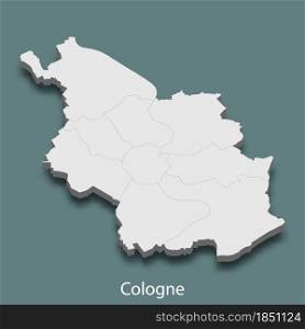 3d isometric map of Cologne is a city of Germany, vector illustration. 3d isometric map of Cologne is a city of Germany
