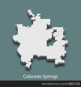 3d isometric map of Colorado Springs is a city of United States, vector illustration. 3d isometric map of Colorado Springs is a city of United States