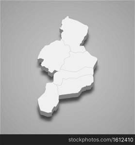 3d isometric map of Cordillera is a region of Philippines, vector illustration. 3d isometric map of Cordillera is a region of Philippines,
