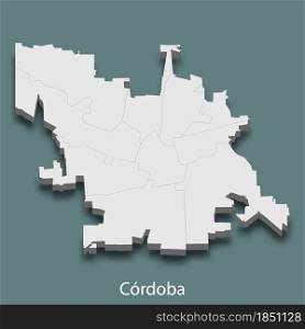 3d isometric map of Cordoba is a city of Argentina, vector illustration. 3d isometric map of Cordoba is a city of Argentina