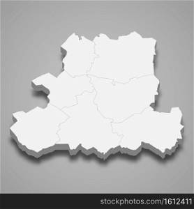 3d isometric map of Csongrad-Csanad is a county of Hungary, vector illustration. 3d isometric map of Csongrad-Csanad is a county of Hungary