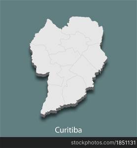 3d isometric map of Curitiba is a city of Brazil , vector illustration. 3d isometric map of Curitiba is a city of Brazil