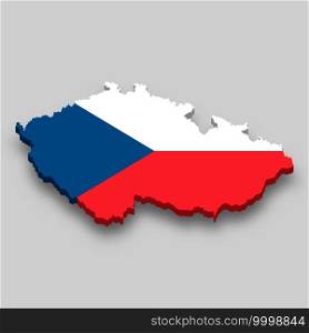 3d isometric Map of Czech Republic with national flag. Vector Illustration.