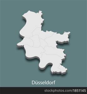 3d isometric map of D?sseldorf is a city of Germany, vector illustration. 3d isometric map of D?sseldorf is a city of Germany
