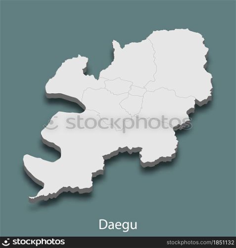 3d isometric map of Daegu is a city of Korea, vector illustration. 3d isometric map of Daegu is a city of Korea