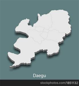 3d isometric map of Daegu is a city of Korea, vector illustration. 3d isometric map of Daegu is a city of Korea