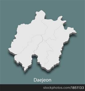 3d isometric map of Daejeon is a city of Korea, vector illustration. 3d isometric map of Daejeon is a city of Korea