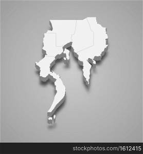 3d isometric map of Davao is a region of Philippines, vector illustration. 3d isometric map of Davao is a region of Philippines,