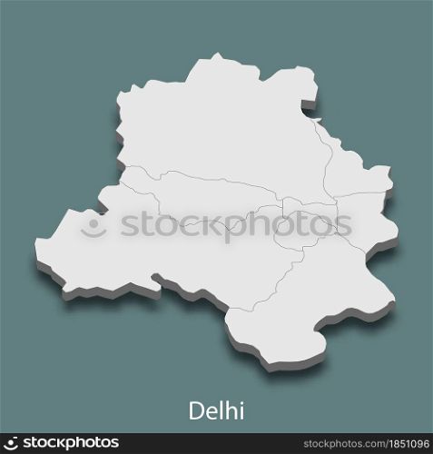 3d isometric map of Delhi is a city of India, vector illustration. 3d isometric map of Delhi is a city of India