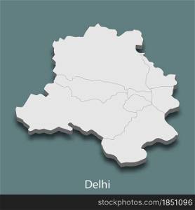 3d isometric map of Delhi is a city of India, vector illustration. 3d isometric map of Delhi is a city of India