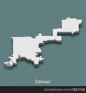 3d isometric map of Denver is a city of United States, vector illustration. 3d isometric map of Denver is a city of United States