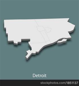 3d isometric map of Detroit is a city of United States, vector illustration. 3d isometric map of Detroit is a city of United States