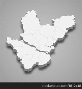 3d isometric map of Dhaka is a division of Bangladesh, vector illustration. 3d isometric map of Dhaka is a division of Bangladesh