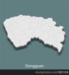 3d isometric map of Dongguan is a city of China, vector illustration. 3d isometric map of Dongguan is a city of China