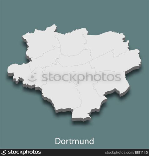 3d isometric map of Dortmund is a city of Germany, vector illustration. 3d isometric map of Dortmund is a city of Germany