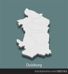 3d isometric map of Duisburg is a city of Germany, vector illustration. 3d isometric map of Duisburg is a city of Germany