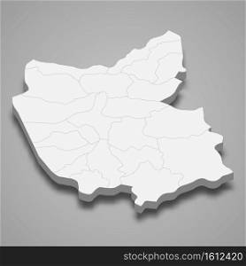 3d isometric map of East Azerbaijan is a province of Iran, vector illustration. 3d isometric map of East Azerbaijan is a province of Iran