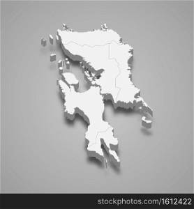 3d isometric map of Eastern Visayas is a region of Philippines, vector illustration. 3d isometric map of Eastern Visayas is a region of Philippines,