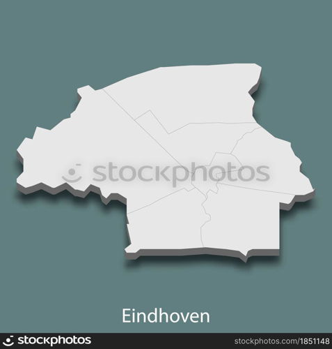 3d isometric map of Eindhoven is a city of Netherlands, vector illustration. 3d isometric map of Eindhoven is a city of Netherlands